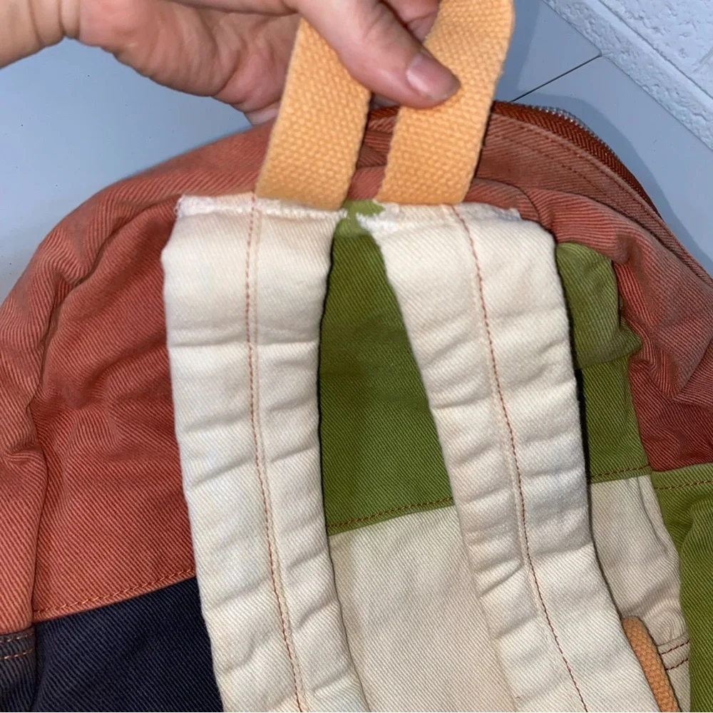 BDG Small Colorblock Backpack Cargo Multi Zipper Neutrals Unique Patchwork